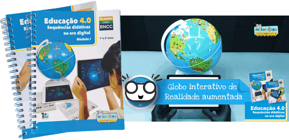 Coleção Educação 4.0 com globo interativo de Realidade Aumentada